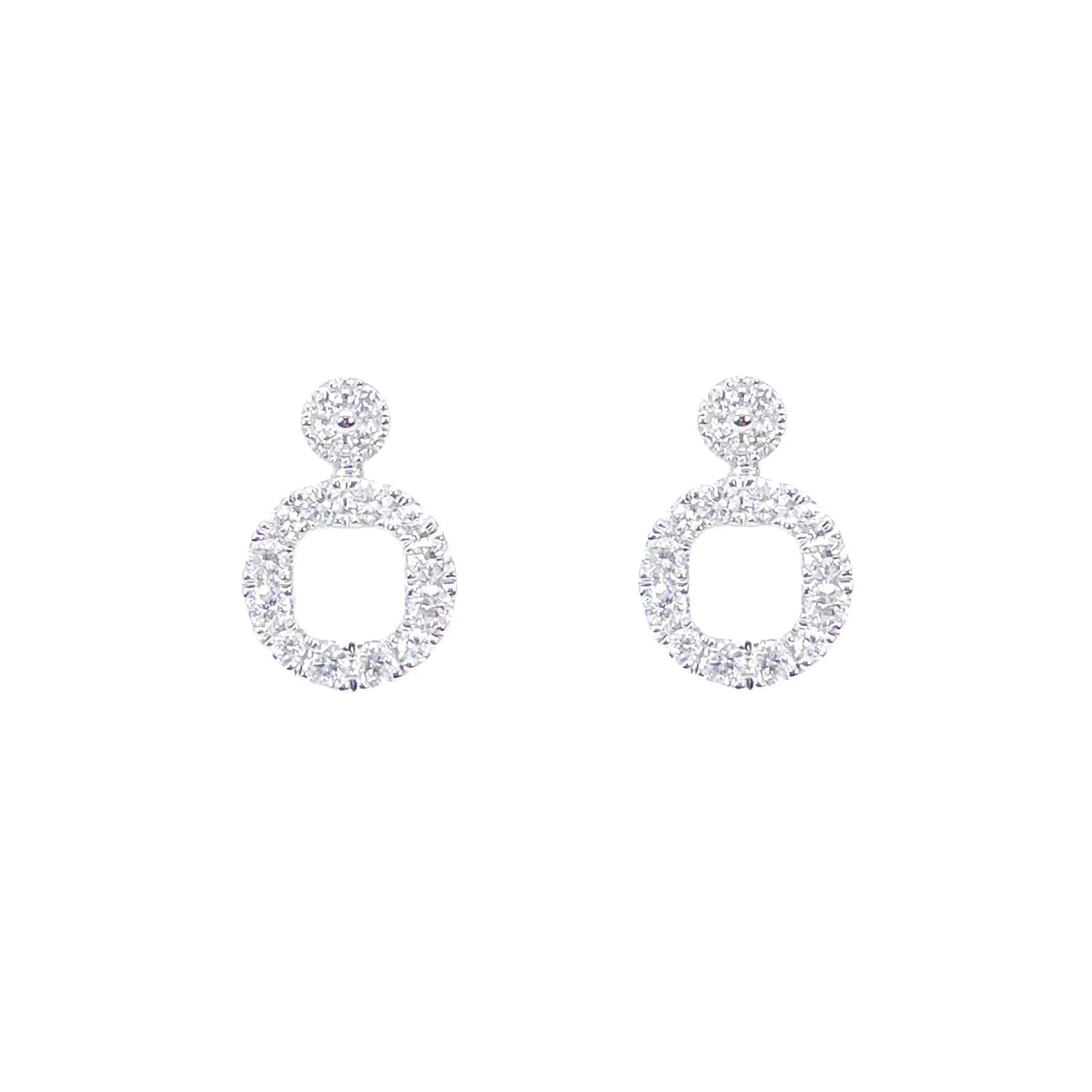 18ct White Gold Natural Diamond Circle of Life Pave Stud Earrings 0.30ct 