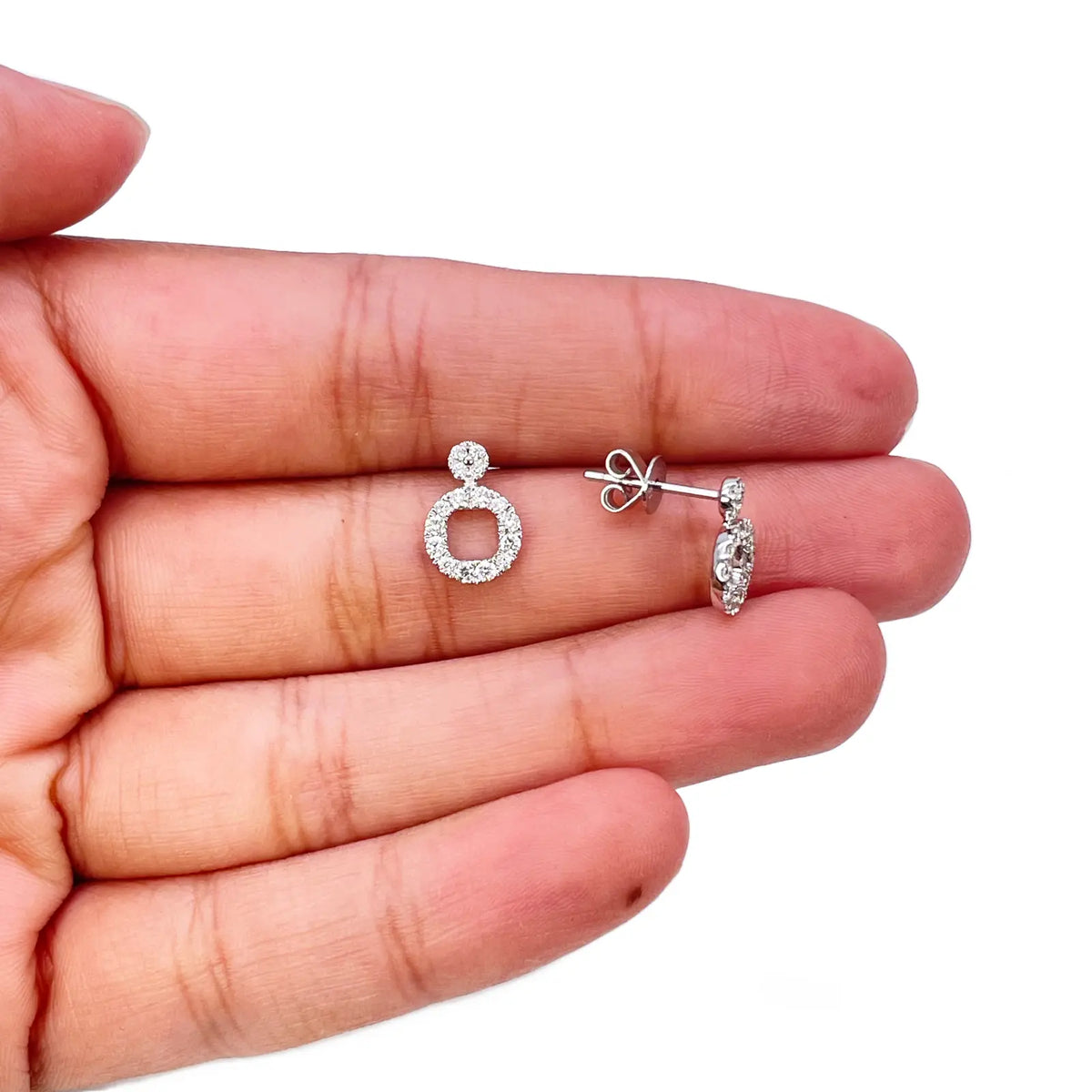 18ct White Gold Natural Diamond Circle of Life Pave Stud Earrings 0.30ct 
