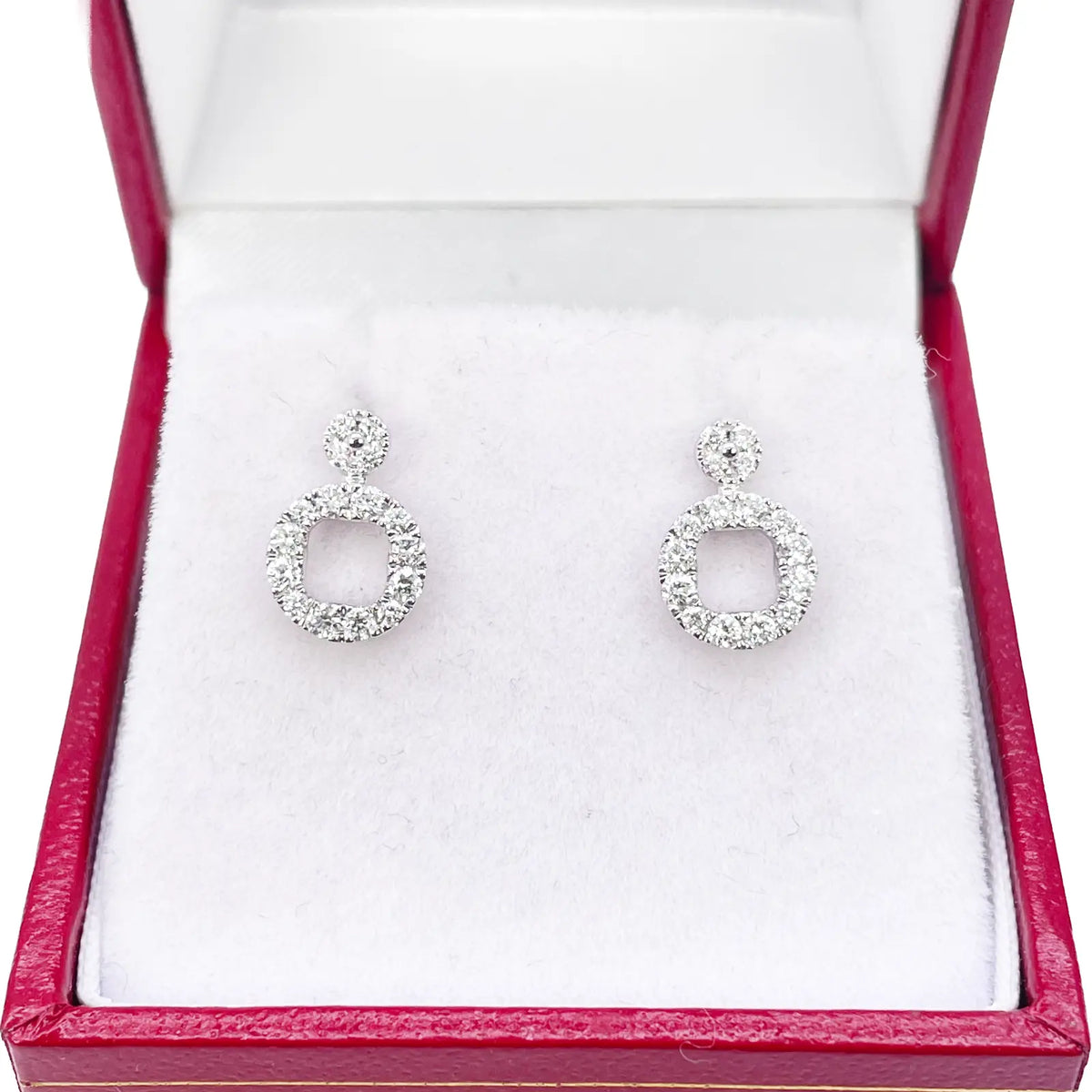18ct White Gold Natural Diamond Circle of Life Pave Stud Earrings 0.30ct 