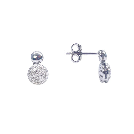 18ct White Gold Natural Diamond Drop/Dangle Stud Earrings 0.28ct 