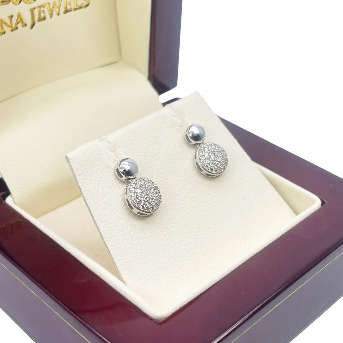 18ct White Gold Natural Diamond Drop/Dangle Stud Earrings 0.28ct 
