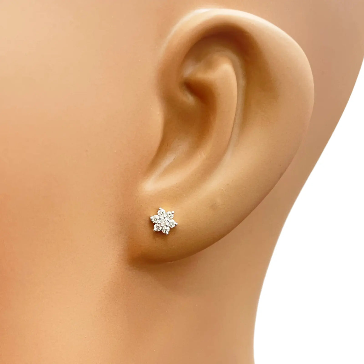 18ct White Gold Natural Diamond Floral Stud Earrings 0.18ct - 4.5mm Width 