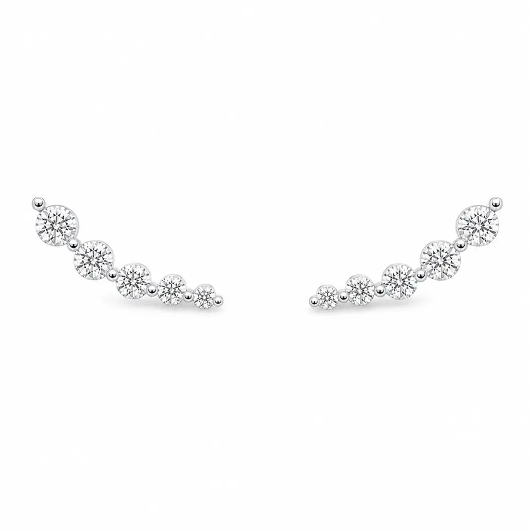 18ct White Gold Natural Diamond Graduating Crawler Climber Earrings 0.25ct  Diamond earring