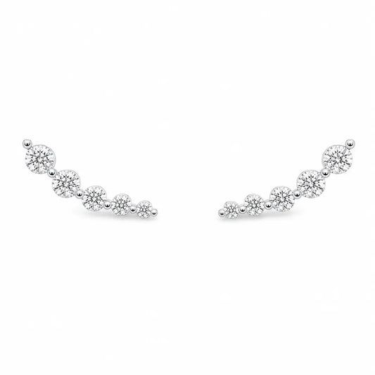 18ct White Gold Natural Diamond Graduating Crawler Climber Earrings 0.25ct  Diamond earring