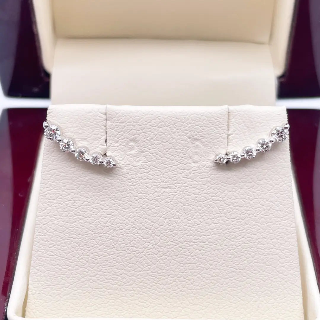 18ct White Gold Natural Diamond Graduating Crawler Climber Earrings 0.25ct  Diamond earring