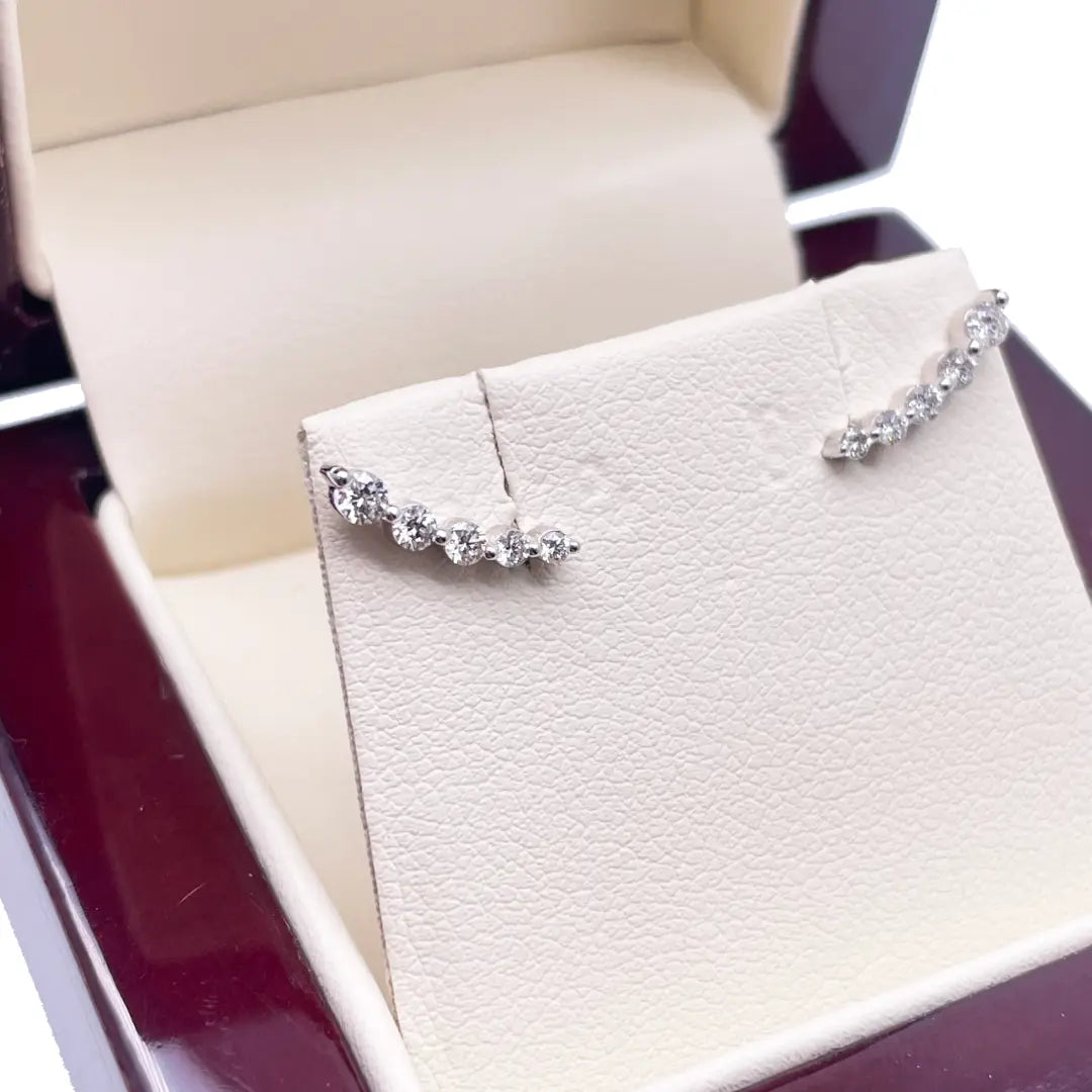 18ct White Gold Natural Diamond Graduating Crawler Climber Earrings 0.25ct  Diamond earring