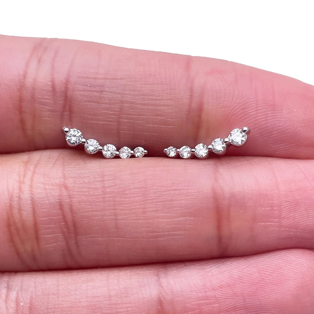 18ct White Gold Natural Diamond Graduating Crawler Climber Earrings 0.25ct  Diamond earring