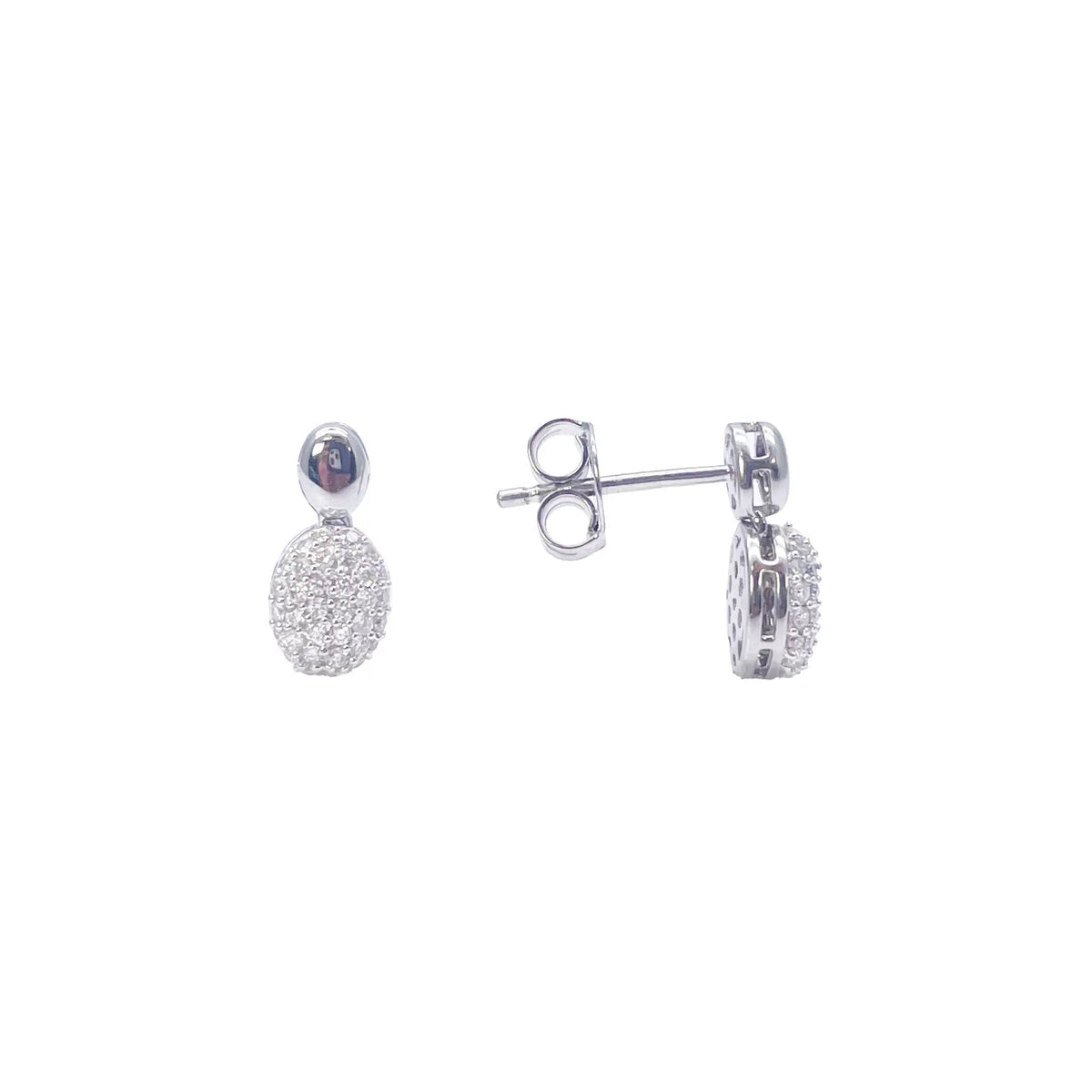 18ct White Gold Natural Diamond Oval Drop/Dangle Stud Earrings 0.30ct 
