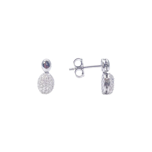 18ct White Gold Natural Diamond Oval Drop/Dangle Stud Earrings 0.30ct 