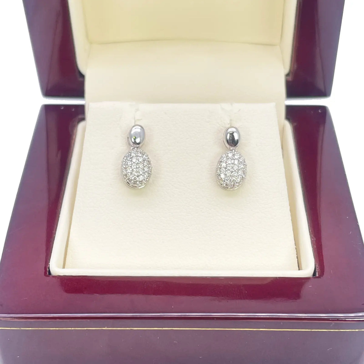 18ct White Gold Natural Diamond Oval Drop/Dangle Stud Earrings 0.30ct 
