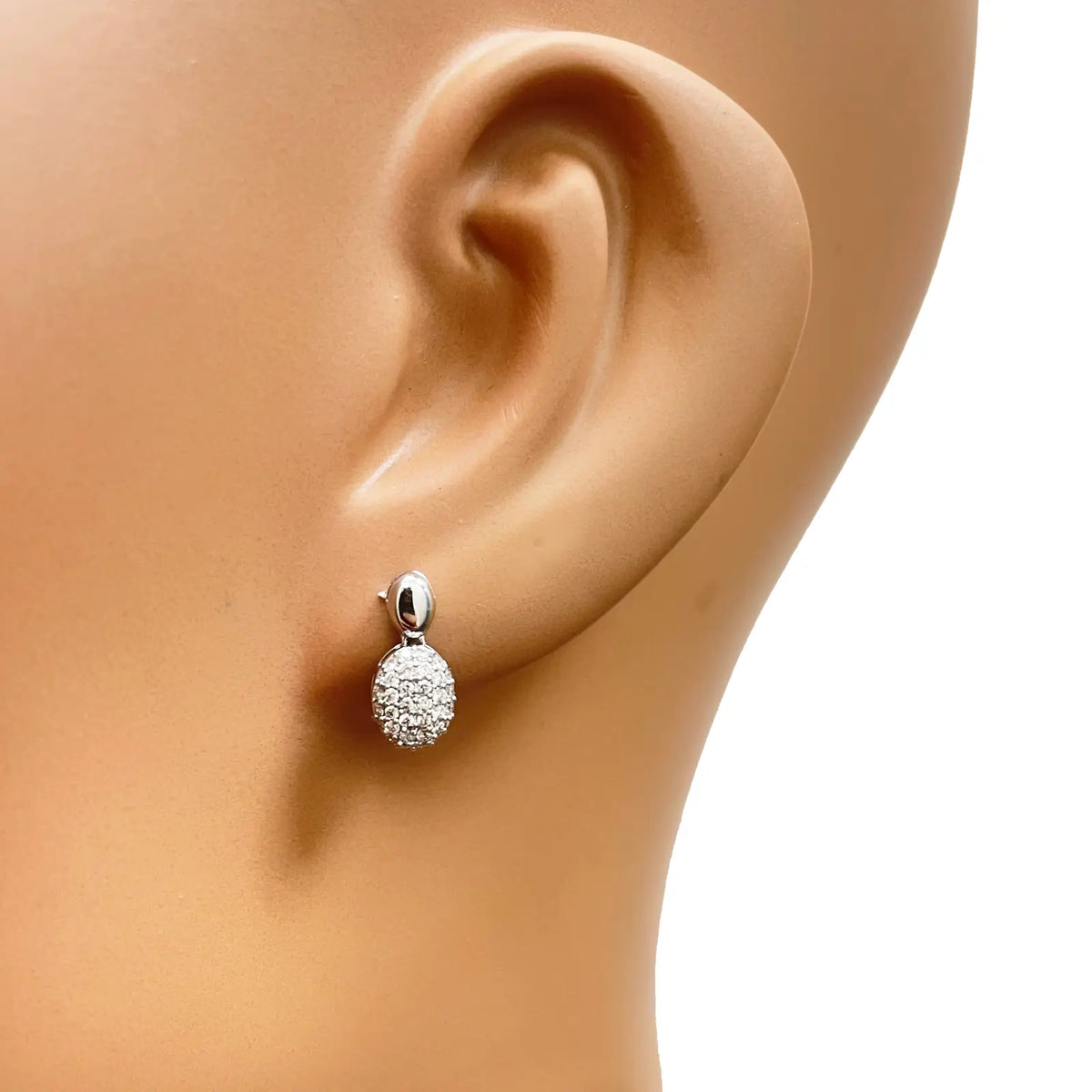 18ct White Gold Natural Diamond Oval Drop/Dangle Stud Earrings 0.30ct 