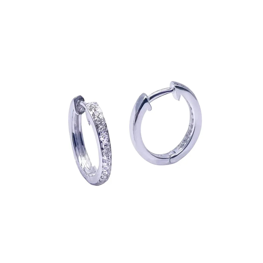 18ct White Gold Natural Diamond Pair of Hoop Huggies Earrings 0.22ct  Diamond earring