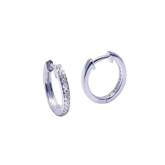 18ct White Gold Natural Diamond Pair of Hoop Huggies Earrings 0.22ct  Diamond earring