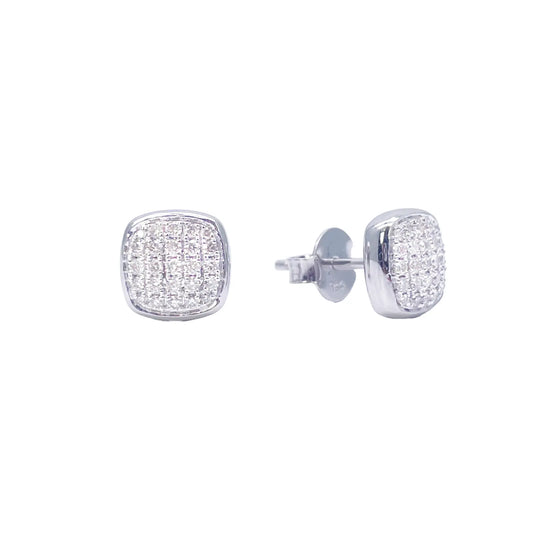 18ct White Gold Natural Diamond Square Stud Earrings 0.31ct 