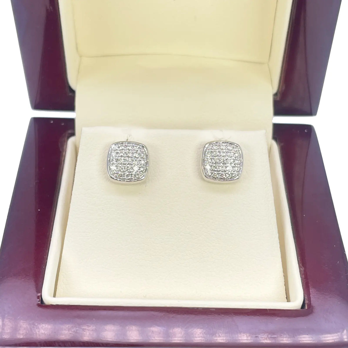 18ct White Gold Natural Diamond Square Stud Earrings 0.31ct 