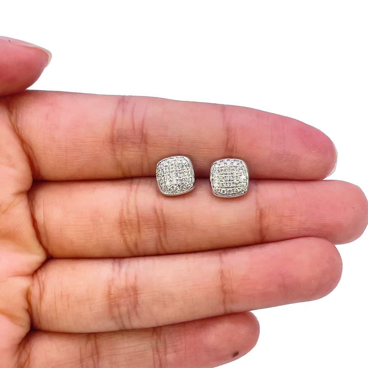 18ct White Gold Natural Diamond Square Stud Earrings 0.31ct 