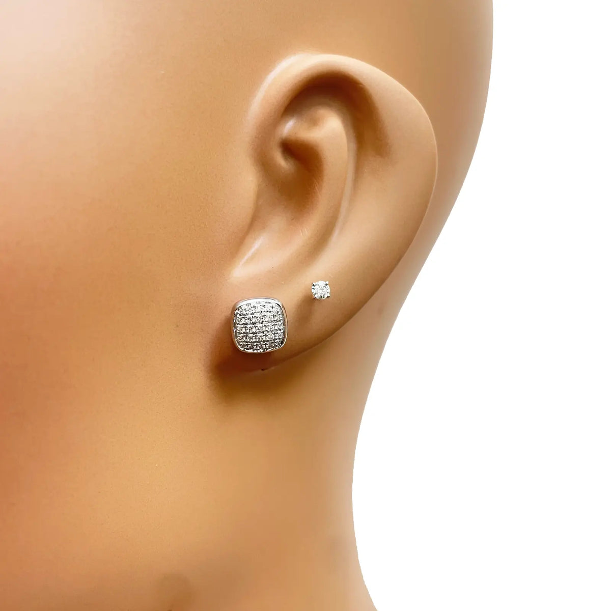 18ct White Gold Natural Diamond Square Stud Earrings 0.31ct 