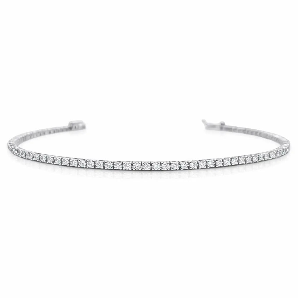 18ct White Gold Natural Diamond Tennis Bracelet 4 Claw 1.00ct 7 Inches¬† Diamond Bracelets
