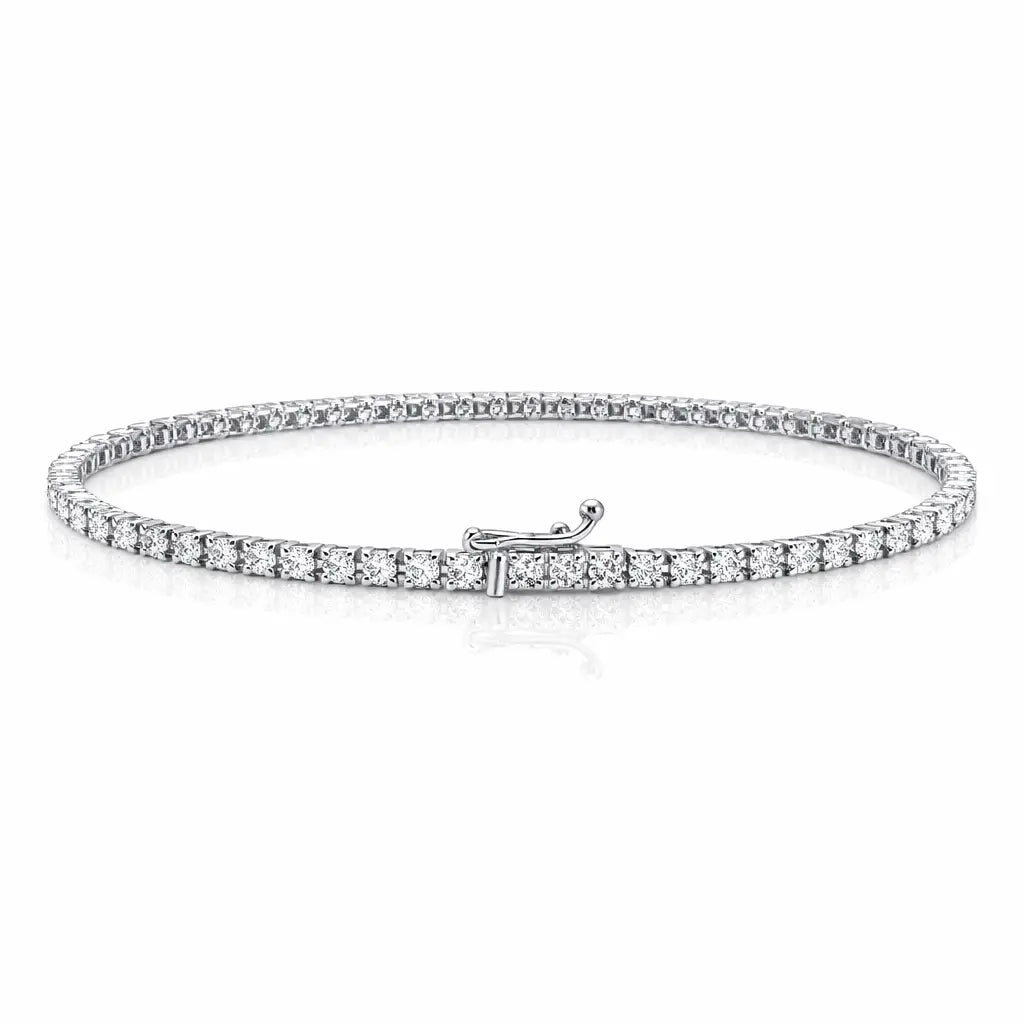 18ct White Gold Natural Diamond Tennis Bracelet 4 Claw 1.00ct 7 Inches¬† Diamond Bracelets