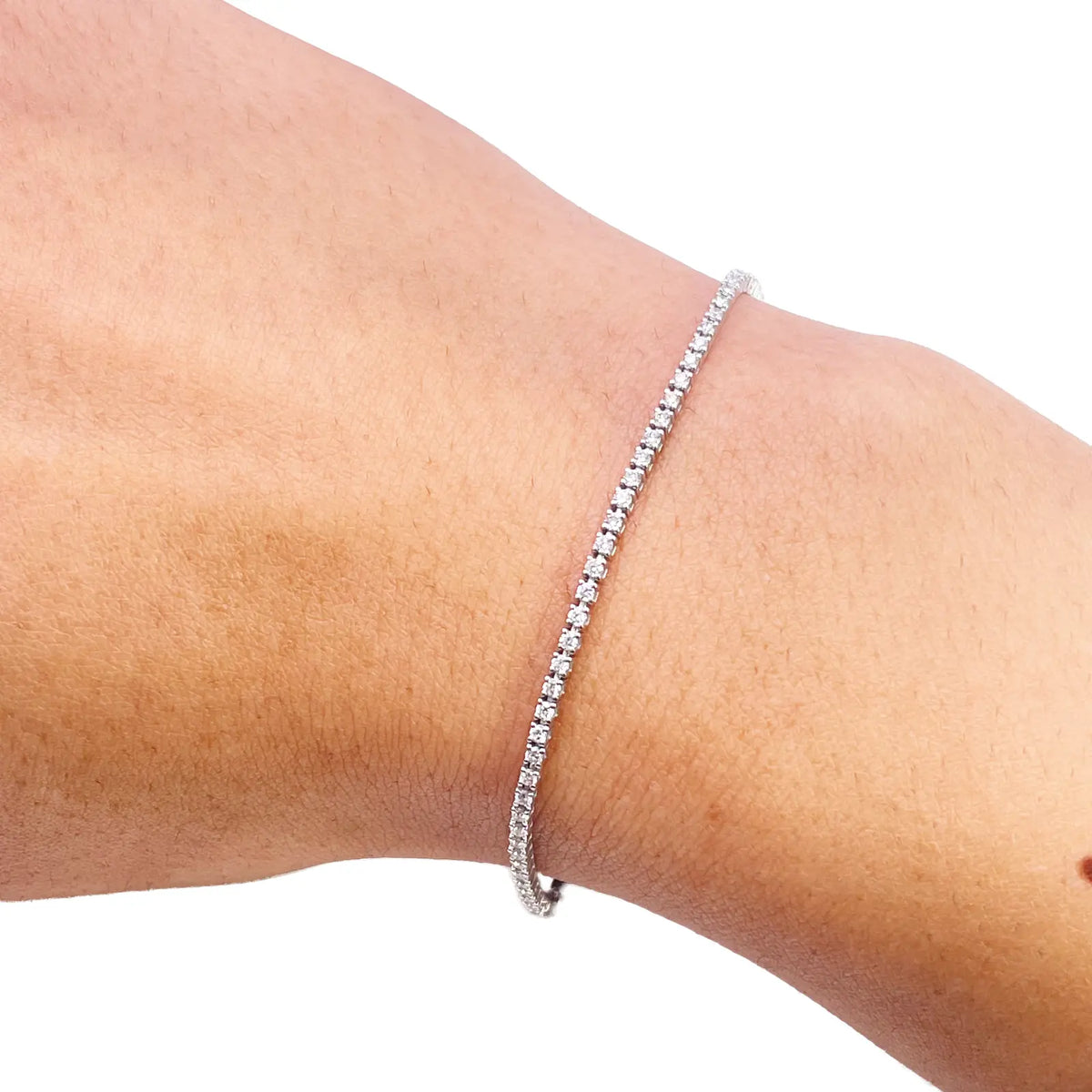 18ct White Gold Natural Diamond Tennis Bracelet 4 Claw 1.00ct 7 Inches¬† Diamond Bracelets
