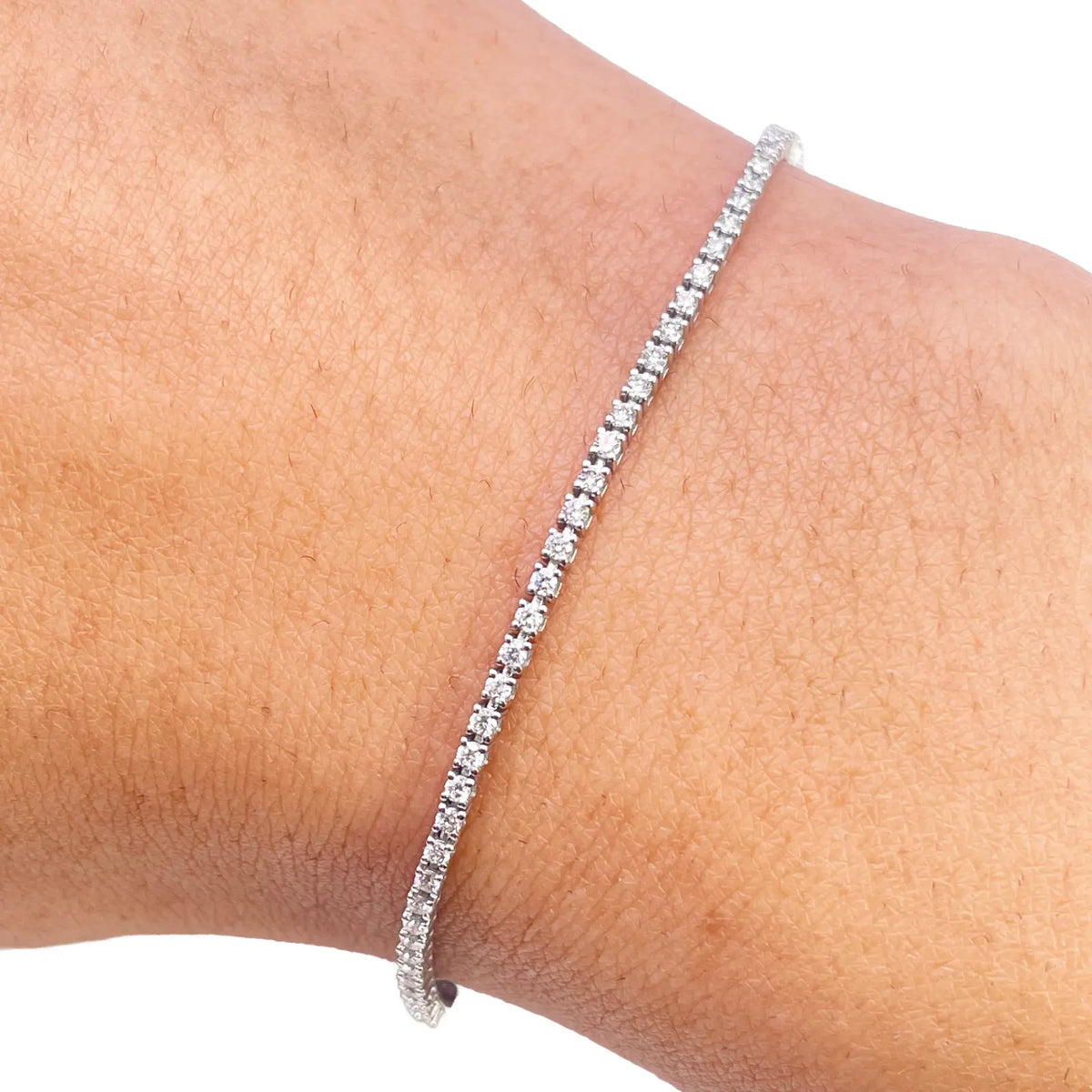 18ct White Gold Natural Diamond Tennis Bracelet 4 Claw 1.00ct 7 Inches¬† Diamond Bracelets