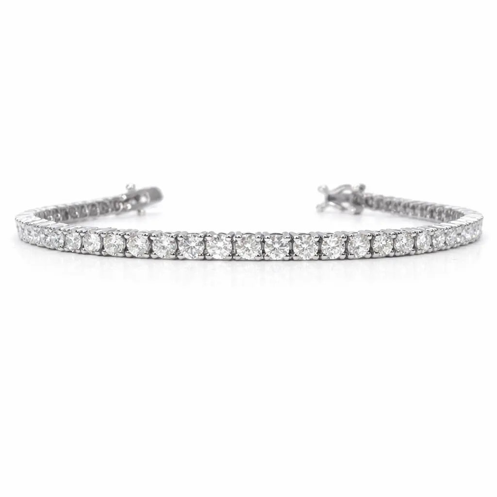 18ct White Gold Natural Diamond Tennis Bracelet 4-claw 4.50ct 7 Inches 3mm¬† Diamond Bracelets