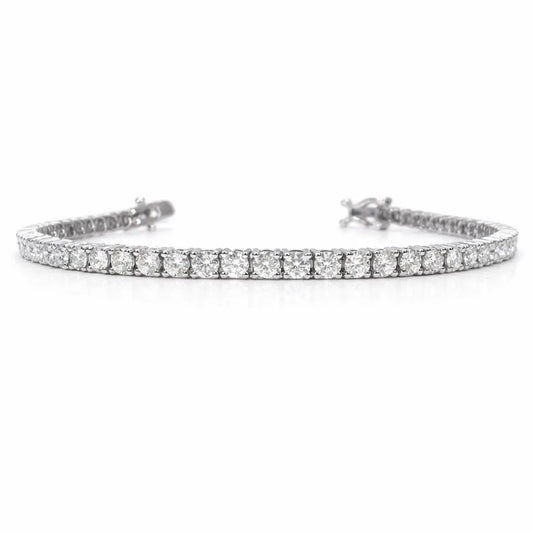 18ct White Gold Natural Diamond Tennis Bracelet 4-claw 4.50ct 7 Inches 3mm¬† Diamond Bracelets
