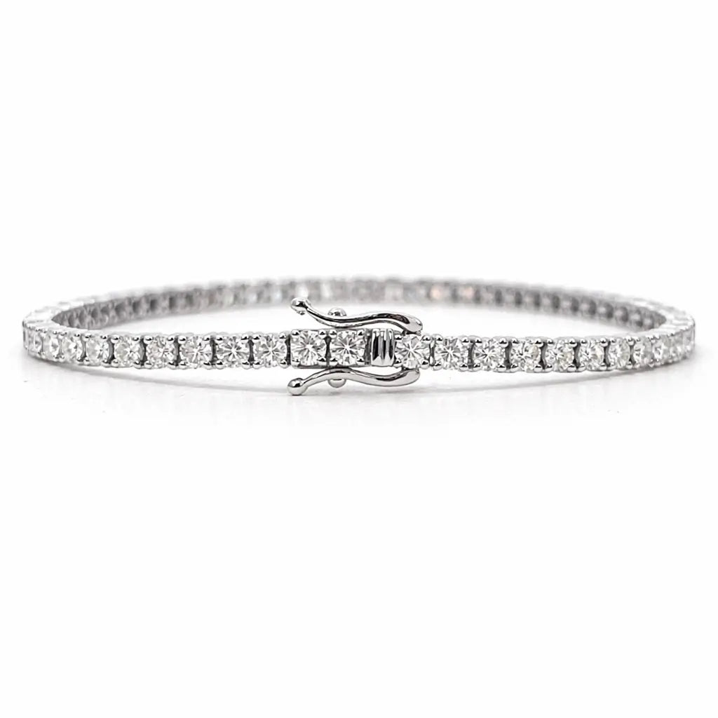 18ct White Gold Natural Diamond Tennis Bracelet 4-claw 4.50ct 7 Inches 3mm¬† Diamond Bracelets
