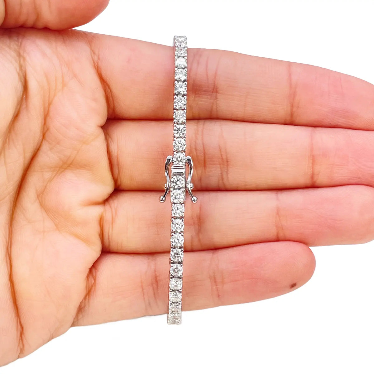 18ct White Gold Natural Diamond Tennis Bracelet 4-claw 4.50ct 7 Inches 3mm¬† Diamond Bracelets