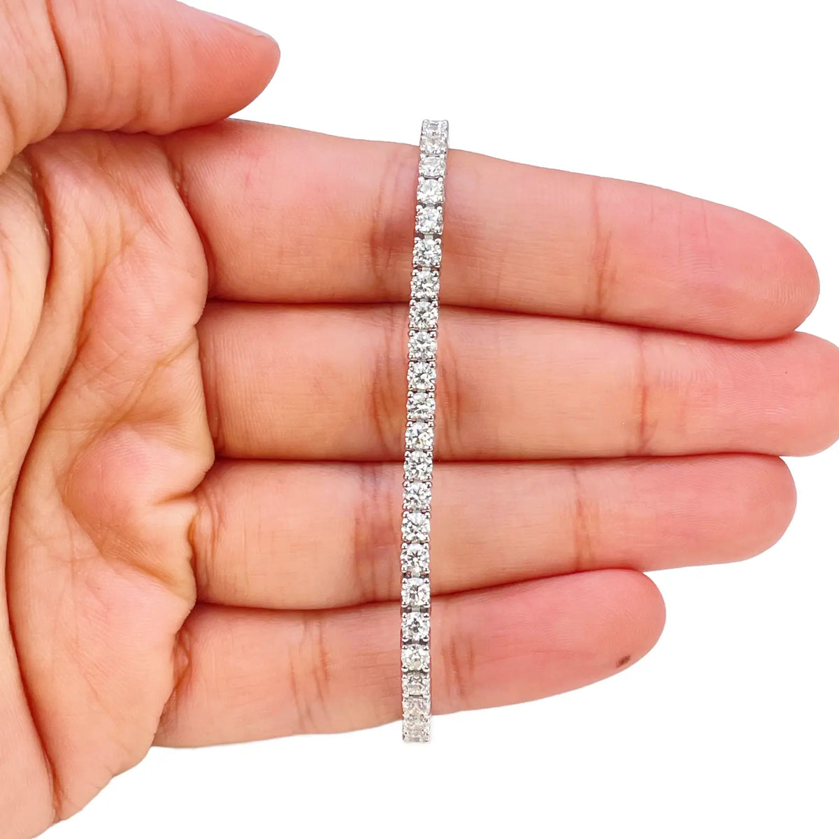18ct White Gold Natural Diamond Tennis Bracelet 4-claw 4.50ct 7 Inches 3mm¬† Diamond Bracelets