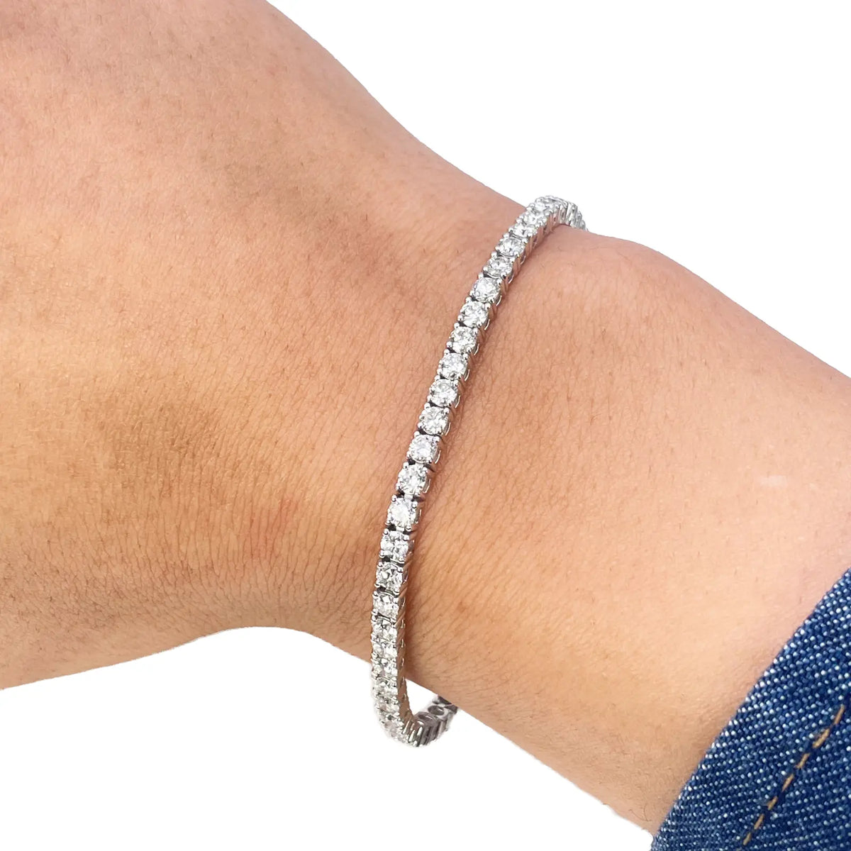 18ct White Gold Natural Diamond Tennis Bracelet 4-claw 4.50ct 7 Inches 3mm¬† Diamond Bracelets