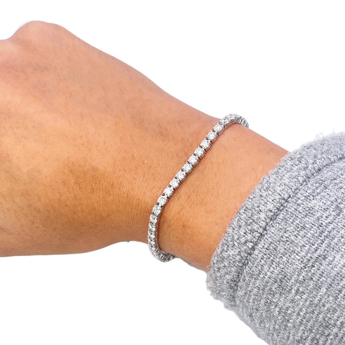18ct White Gold Natural Diamond Tennis Bracelet Prong 5.36ct 7 Inches IGI Cert¬† Diamond Bracelets