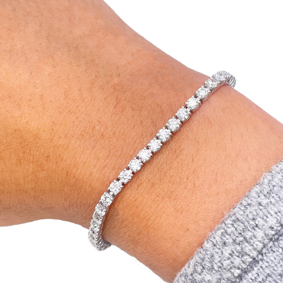 18ct White Gold Natural Diamond Tennis Bracelet Prong 5.36ct 7 Inches IGI Cert¬† Diamond Bracelets