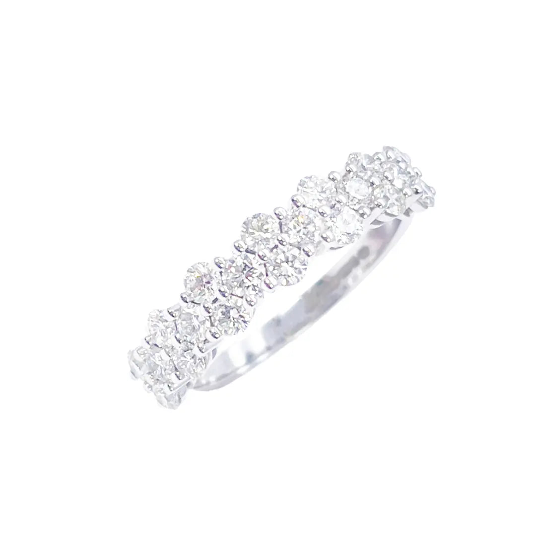 18ct White Gold Natural Round Diamond Half Eternity Band 0.99ct 4.5 mm Width  Diamond Ring