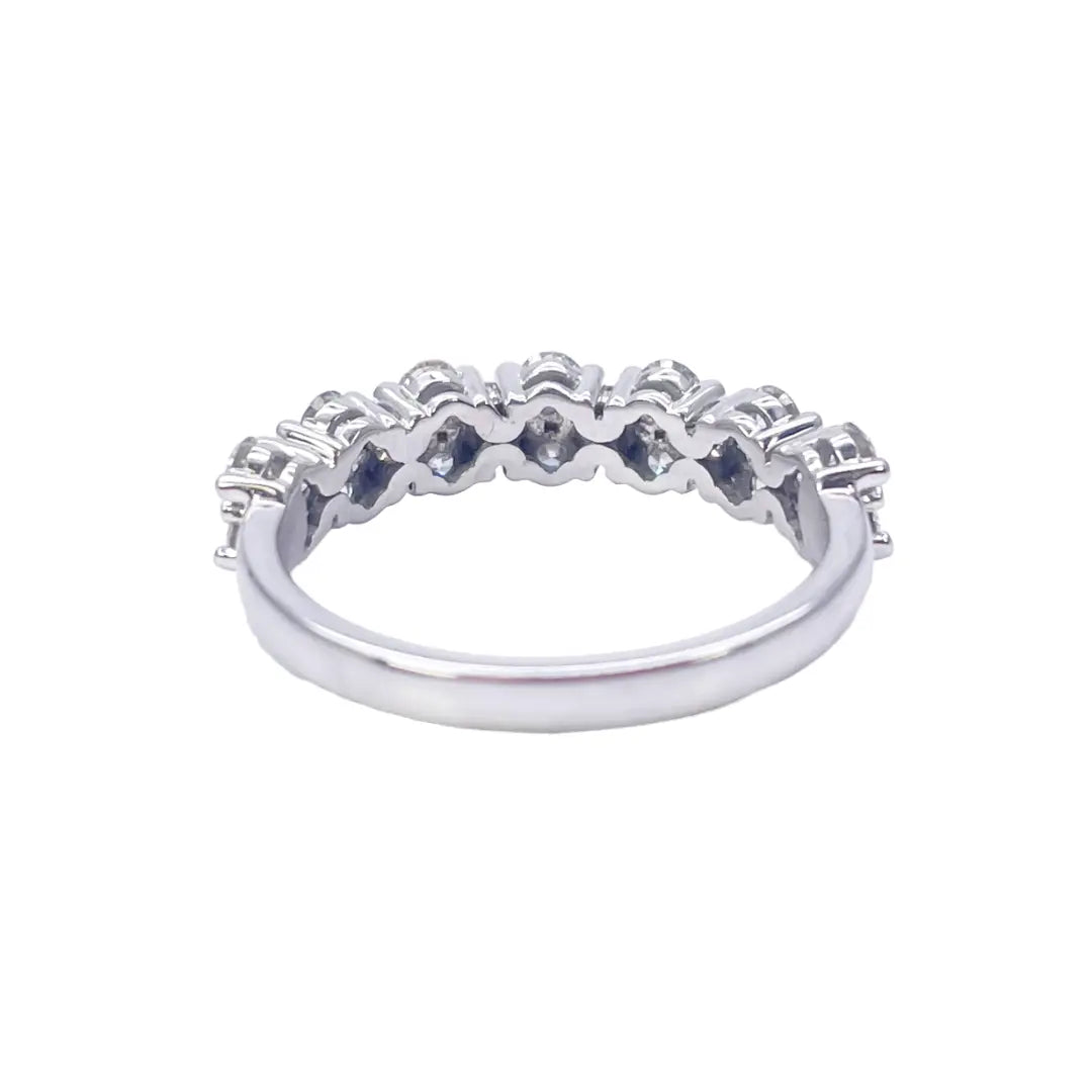 18ct White Gold Natural Round Diamond Half Eternity Band 0.99ct 4.5 mm Width  Diamond Ring