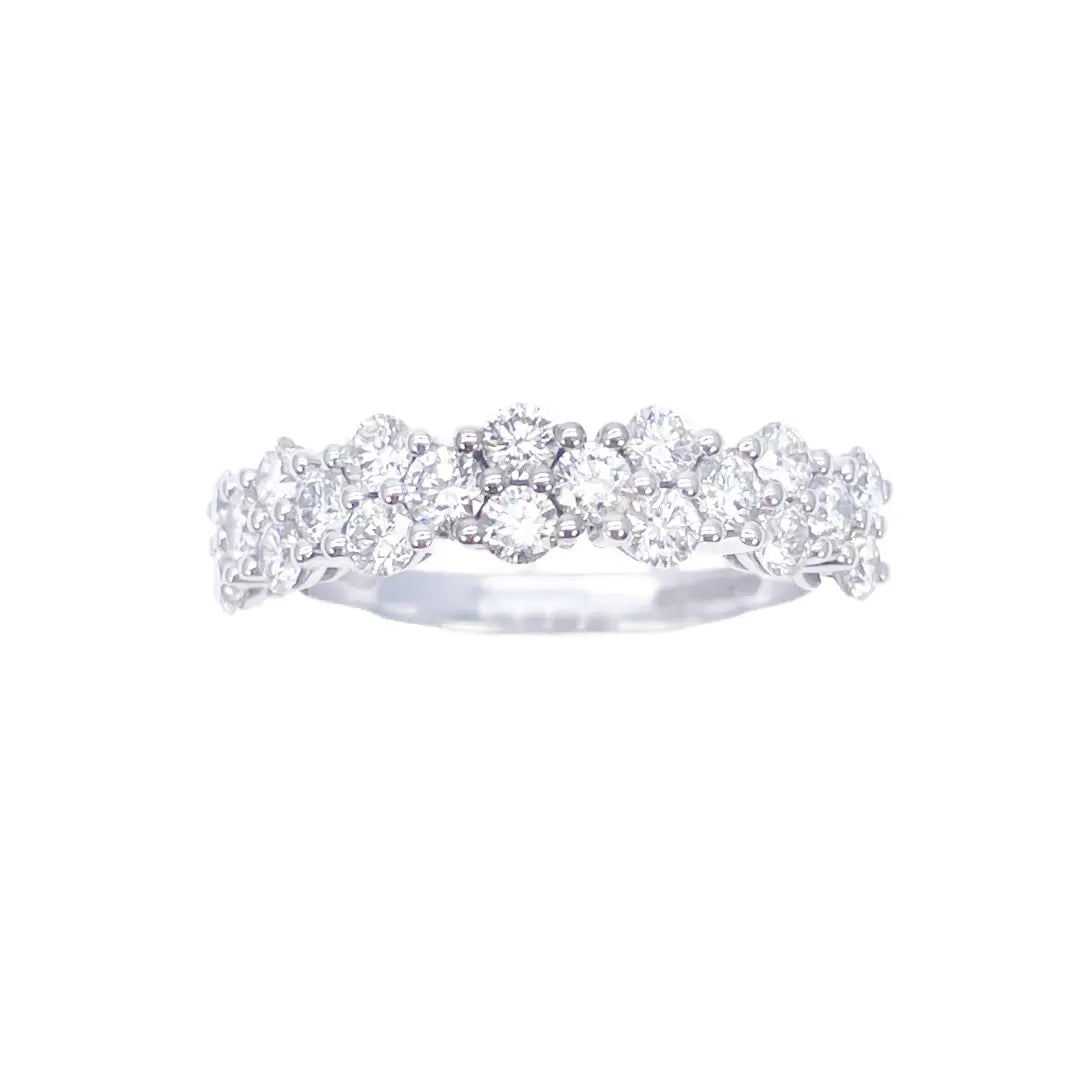 18ct White Gold Natural Round Diamond Half Eternity Band 0.99ct 4.5 mm Width  Diamond Ring