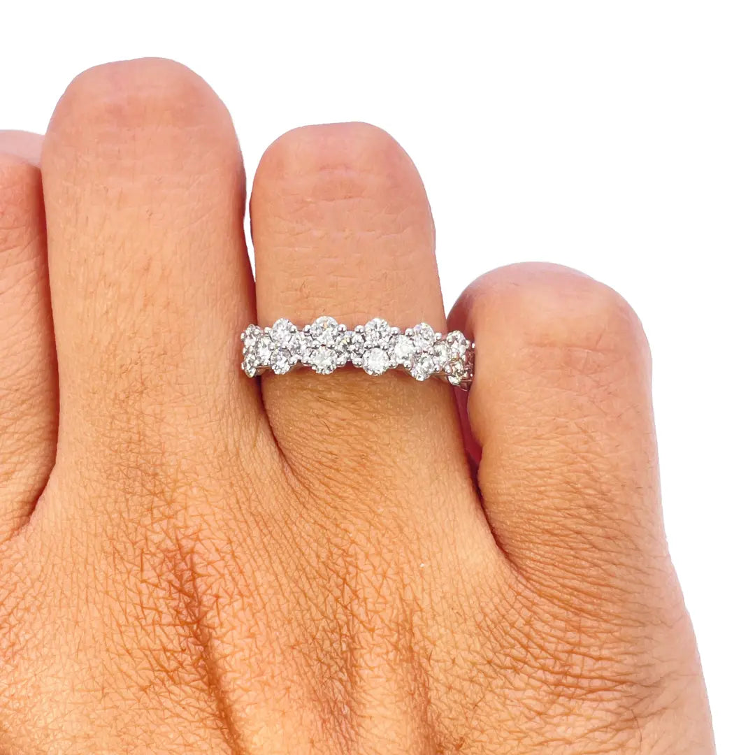 18ct White Gold Natural Round Diamond Half Eternity Band 0.99ct 4.5 mm Width  Diamond Ring