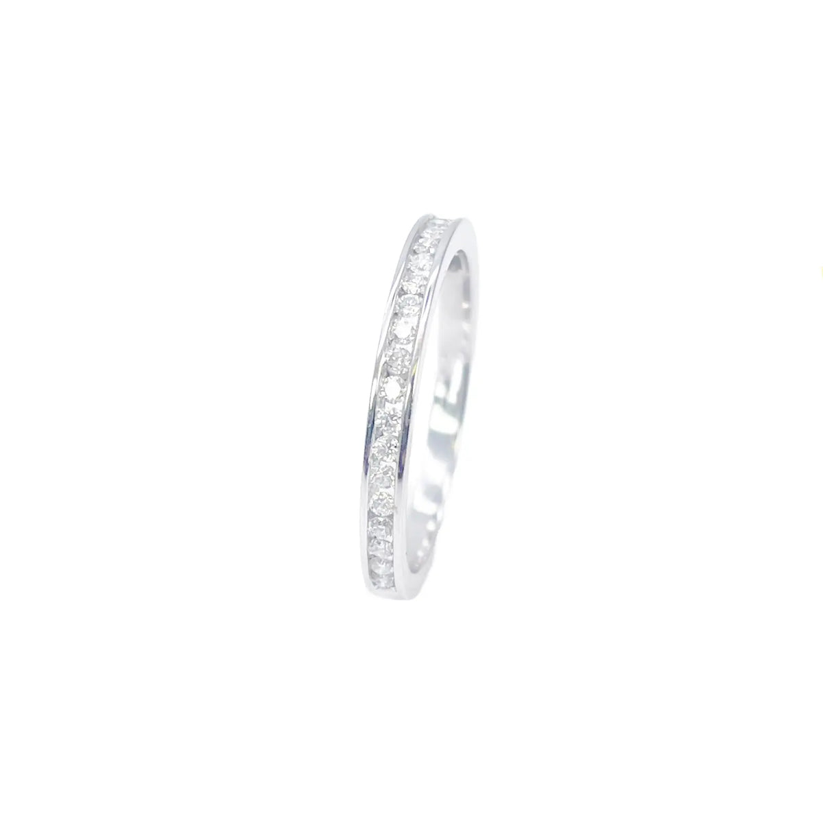 18ct White Gold Natural Round Diamond Half Eternity Band Channel Set 0.22ct  Diamond Ring