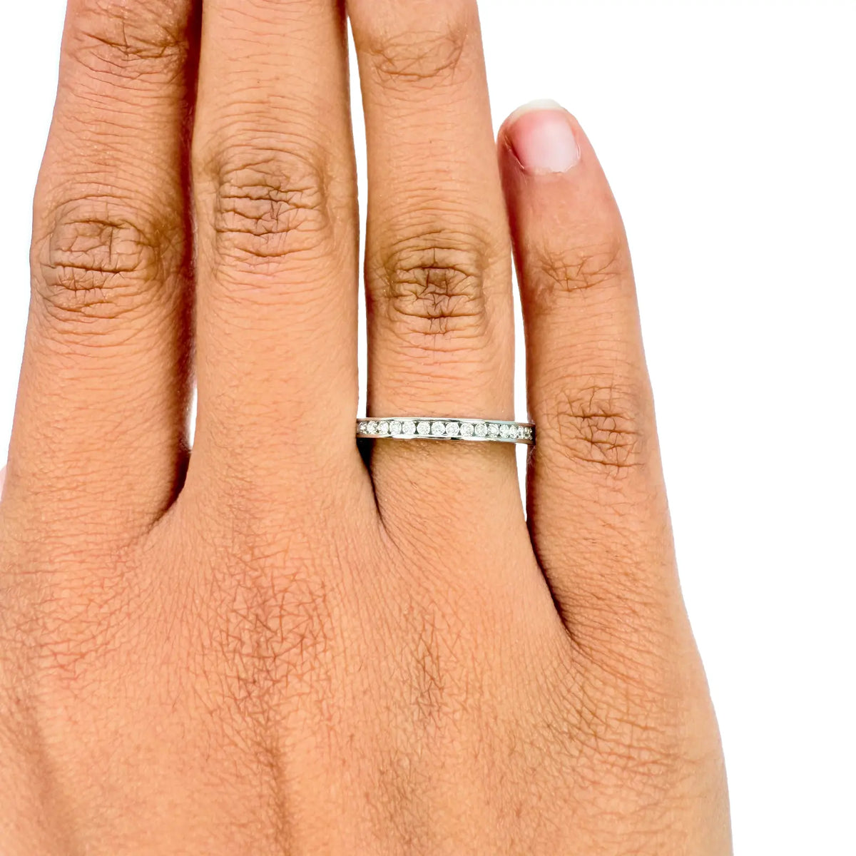 18ct White Gold Natural Round Diamond Half Eternity Band Channel Set 0.22ct  Diamond Ring