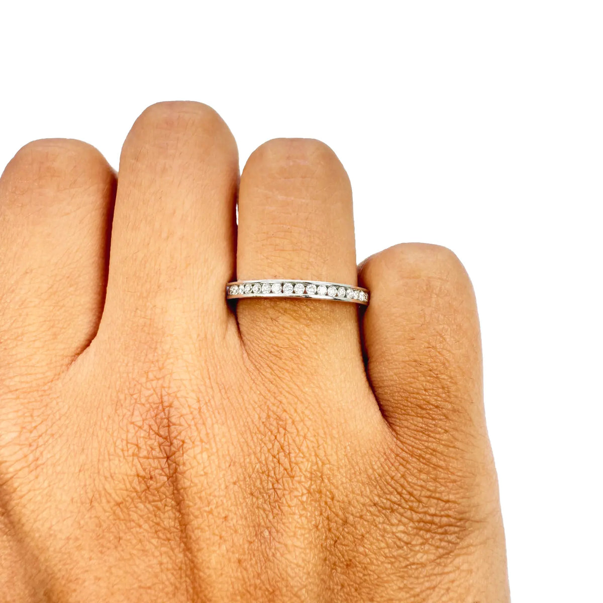 18ct White Gold Natural Round Diamond Half Eternity Band Channel Set 0.22ct  Diamond Ring