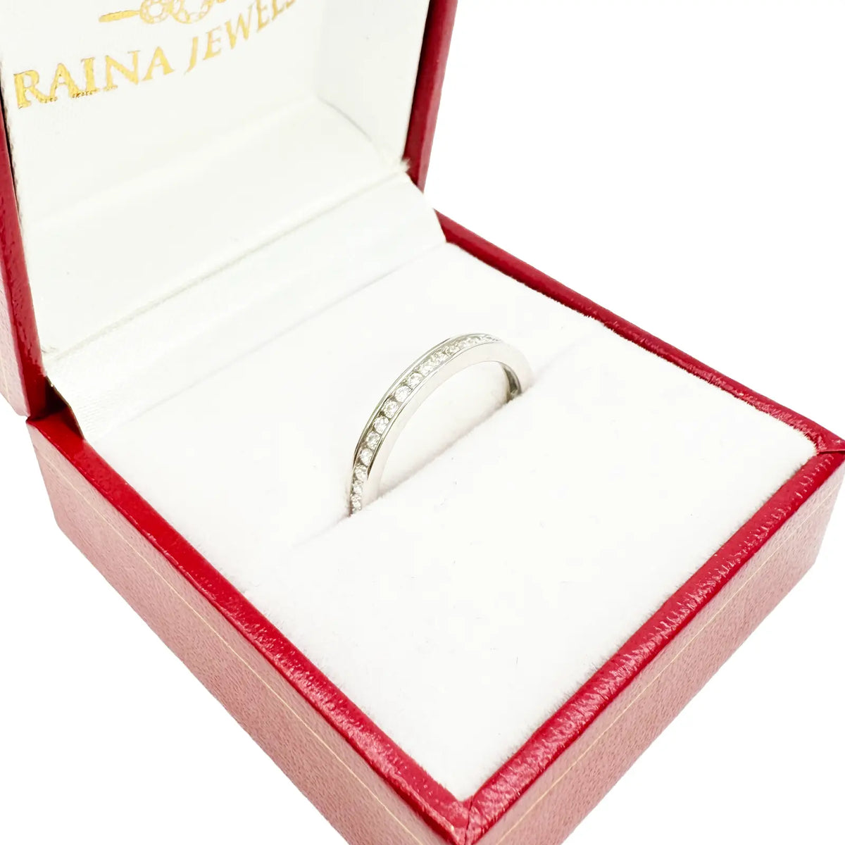 18ct White Gold Natural Round Diamond Half Eternity Band Channel Set 0.22ct  Diamond Ring