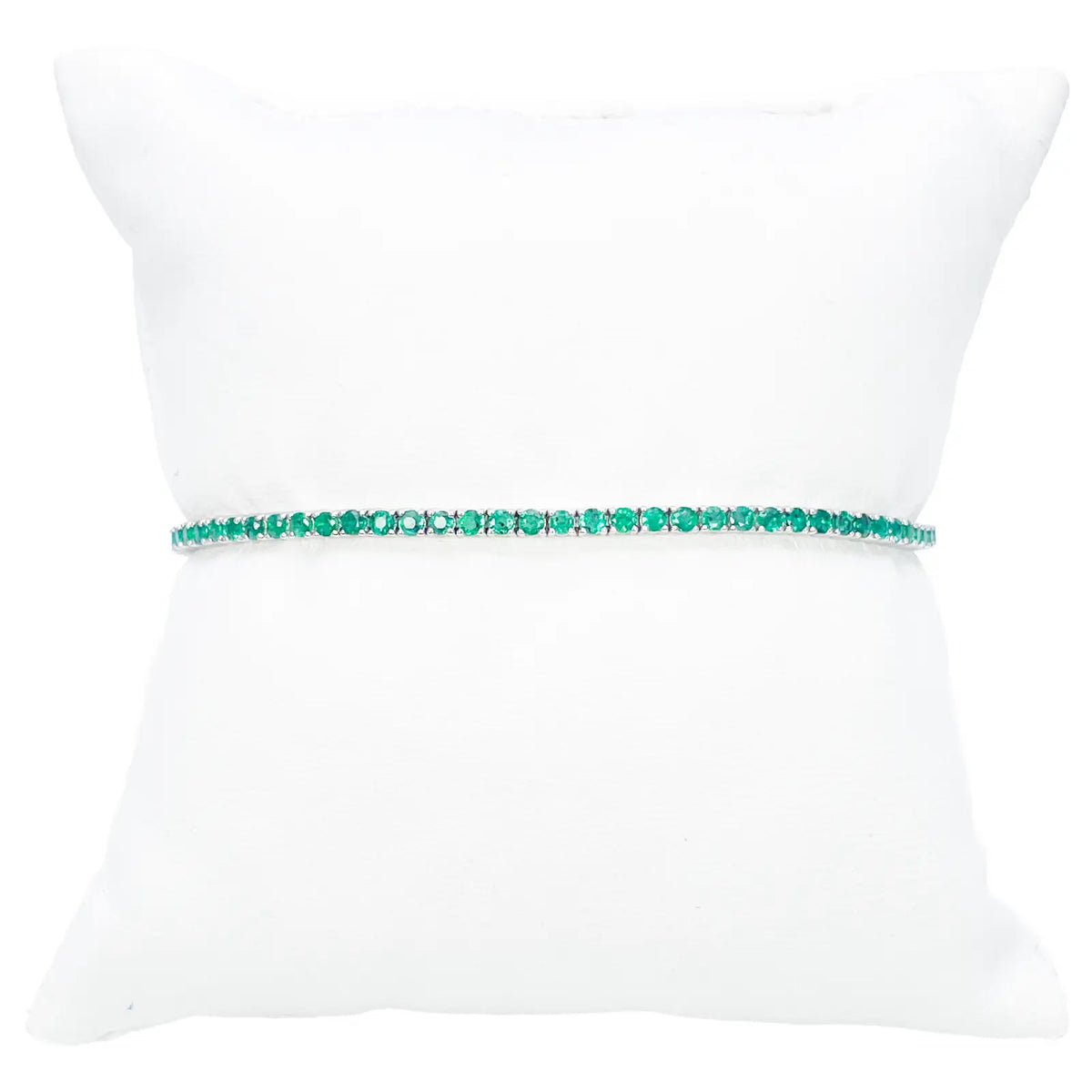 18ct White Gold Natural Round Emerald Tennis Bracelet 2.90ct 7 Inches Length  Diamond Bracelets