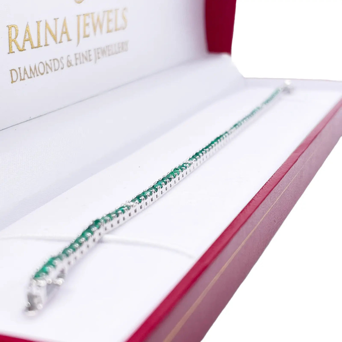 18ct White Gold Natural Round Emerald & Diamond Tennis Bracelet 3.00ct 7 Inches  Diamond Bracelets