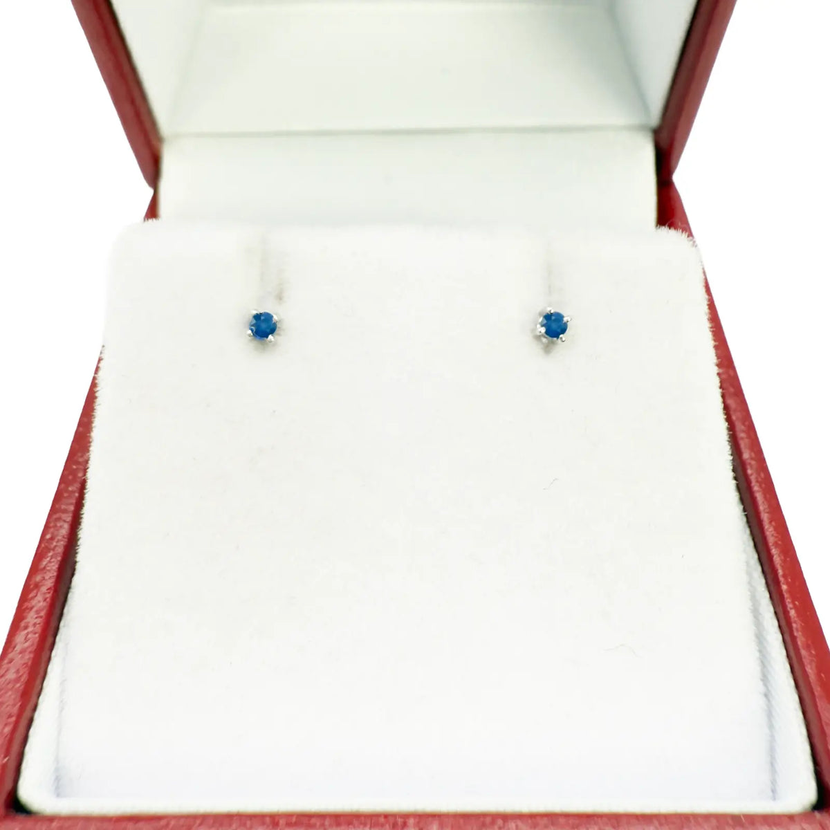 18ct White Gold Natural Round Sapphire Kids Children's Stud Earrings 0.04ct 