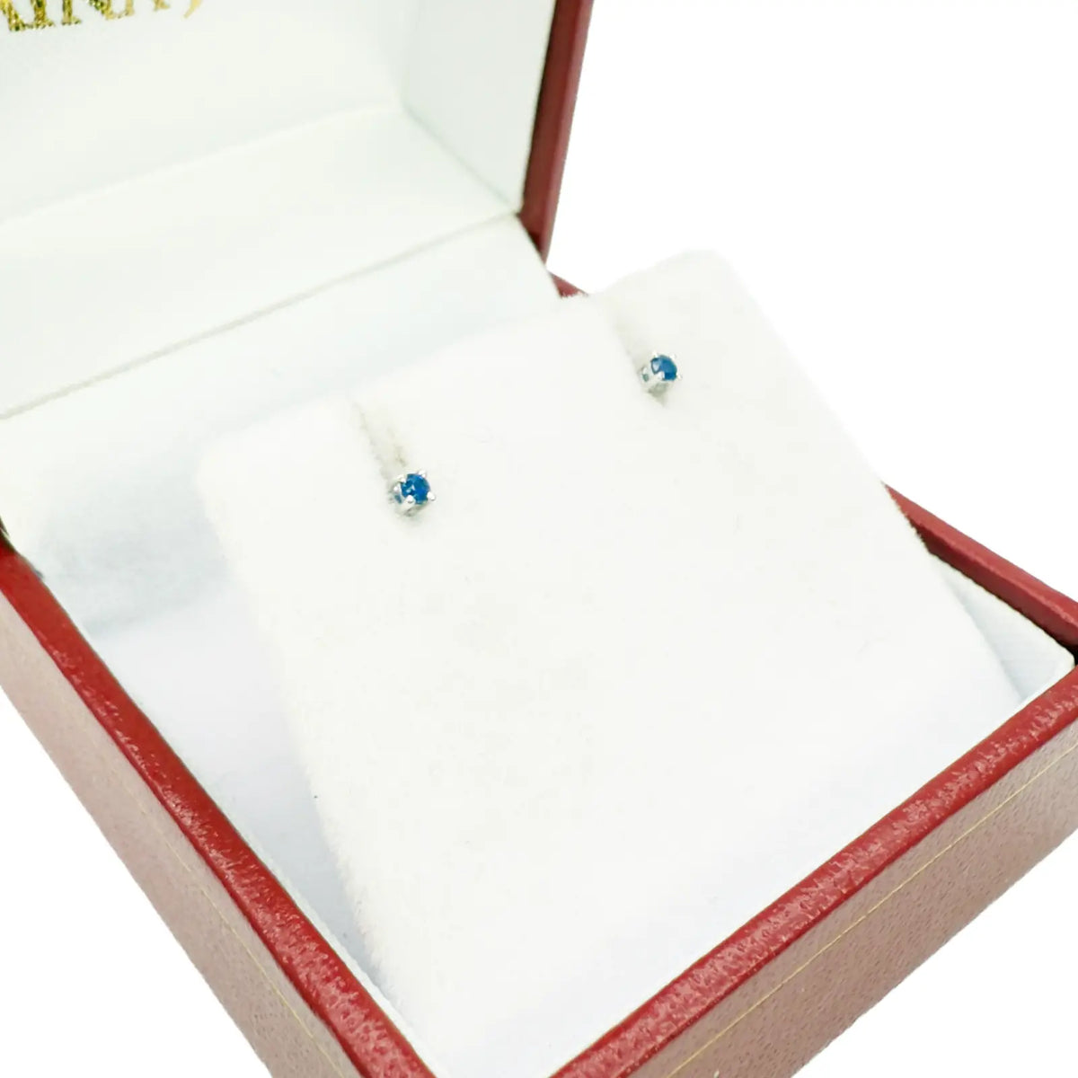 18ct White Gold Natural Round Sapphire Kids Children's Stud Earrings 0.04ct 