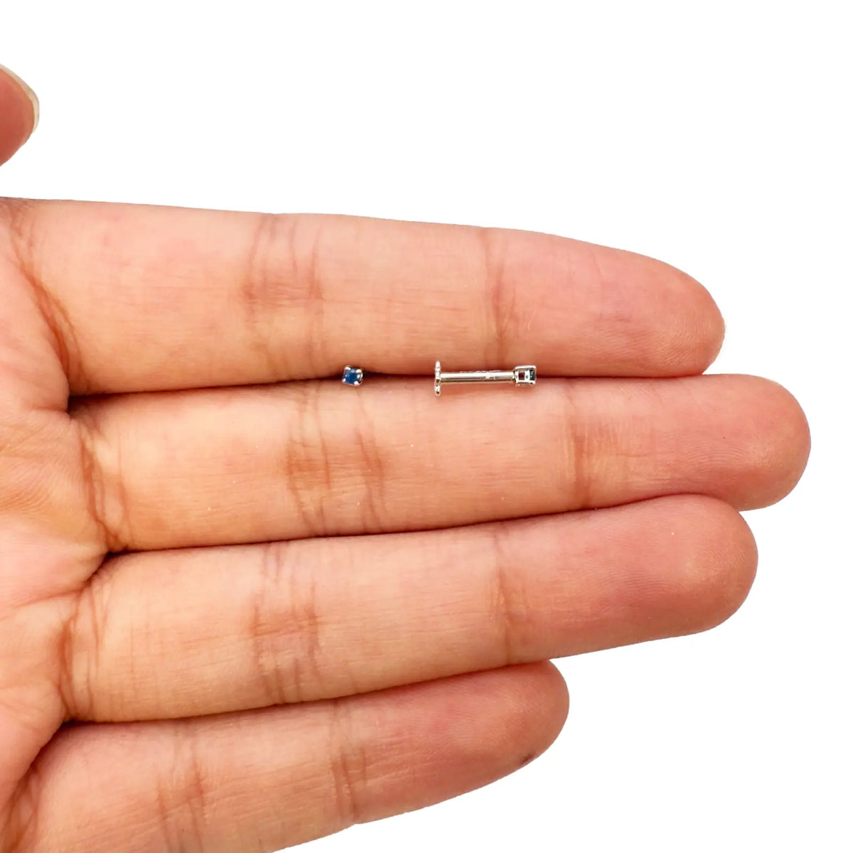 18ct White Gold Natural Round Sapphire Kids Children's Stud Earrings 0.04ct 
