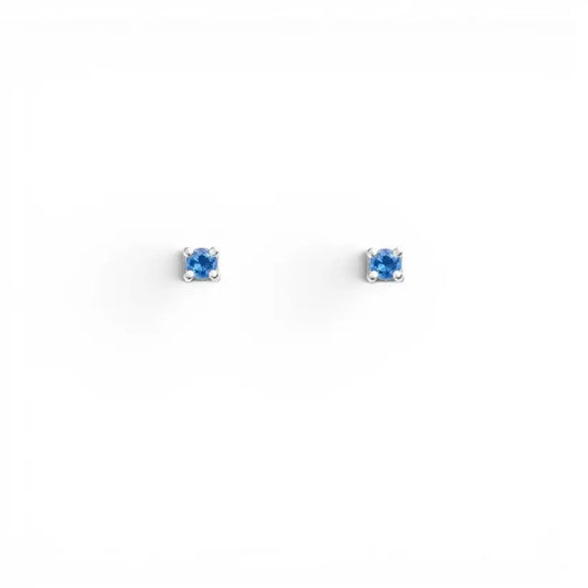 18ct White Gold Natural Round Sapphire Kids Children's Stud Earrings 0.04ct  Children's gold earring