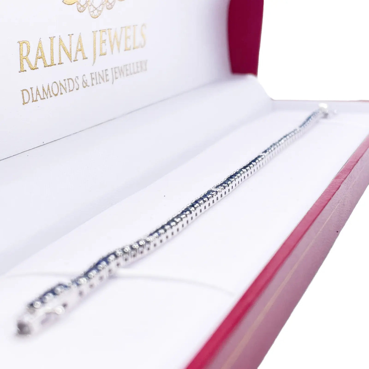 18ct White Gold Natural Round Sapphire & Diamond Tennis Bracelet 3.60ct 7 Inches  Diamond Bracelets