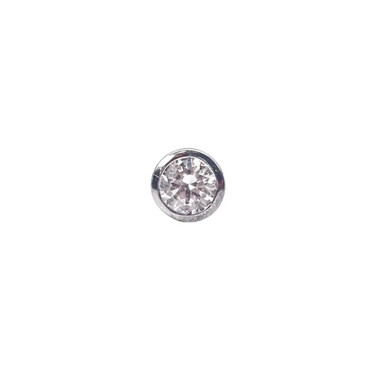 18ct White Gold Round Cubic Zirconia Bezel Set Solitaire Single Gents Ear Stud 6.5mm 