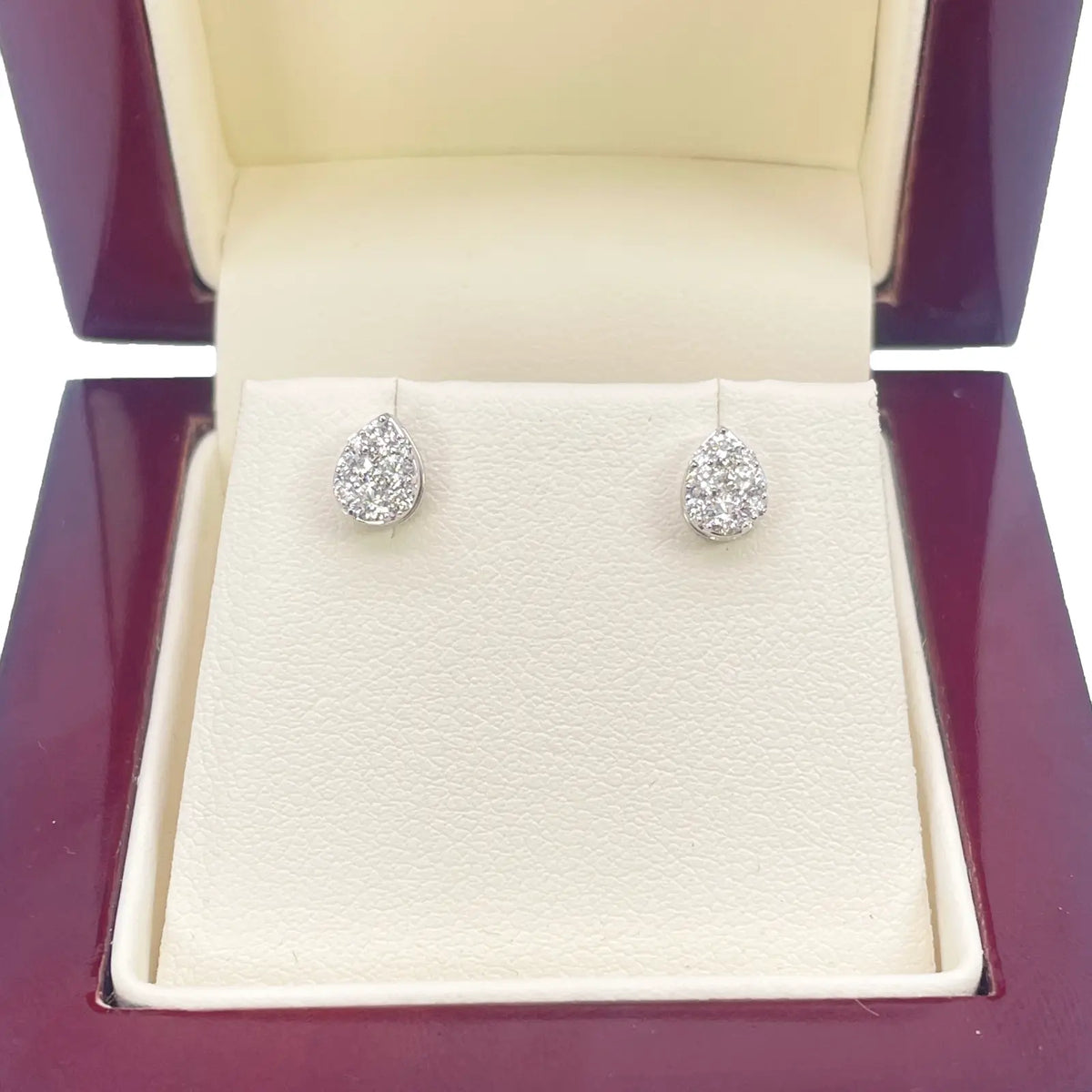 18ct White Gold Round Diamonds Teardrop Studs Earrings 0.33ct 
